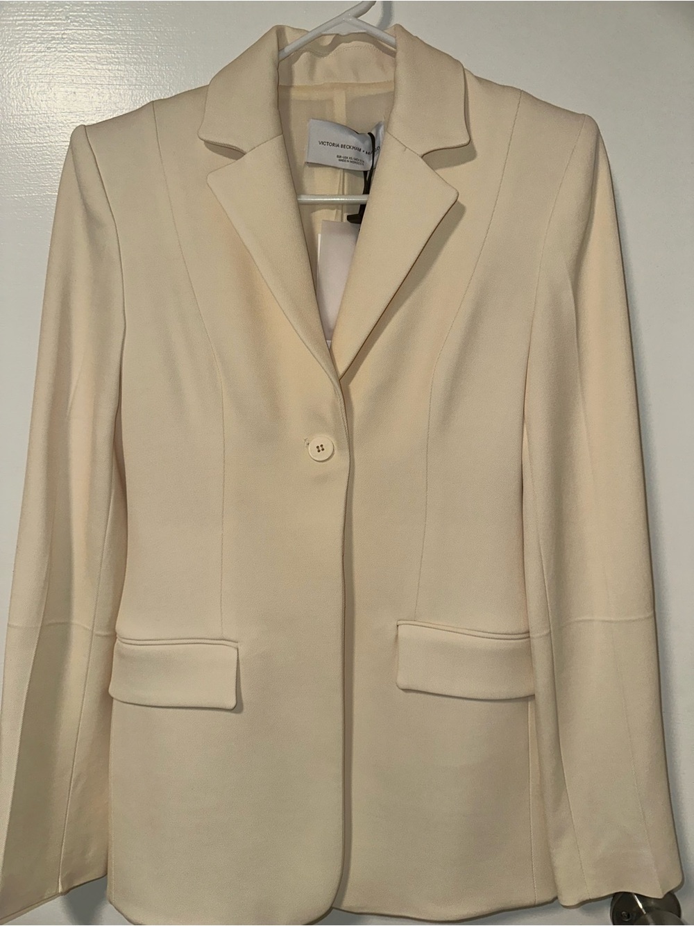 Victoria Beckham x Mango Ivory Tailored Single-Button Blazer